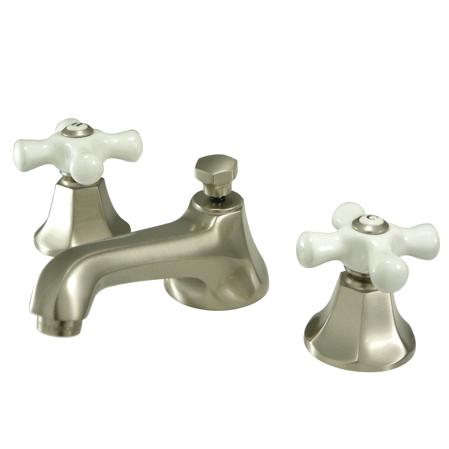 Kingston Tulare KS4468PX - Metropolitan Two-Handle 3-Hole Deck Mount Widespread Bathroom Faucet with Brass Pop-Up, Brushed Nickel — image 1